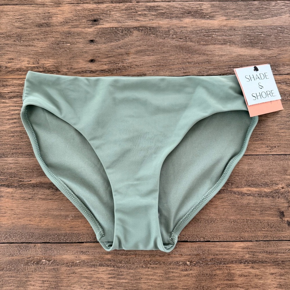 Shade & Shore Womens Low Rise Full Coverage Bikini Bottom Sage Green XS‎ NWT